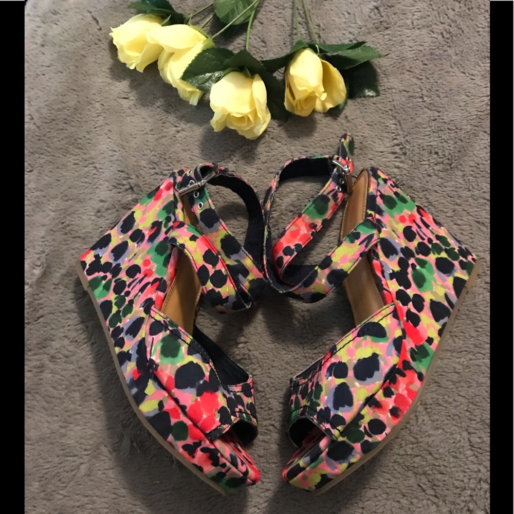 GAP colorful ankle wrap wedges NWOT